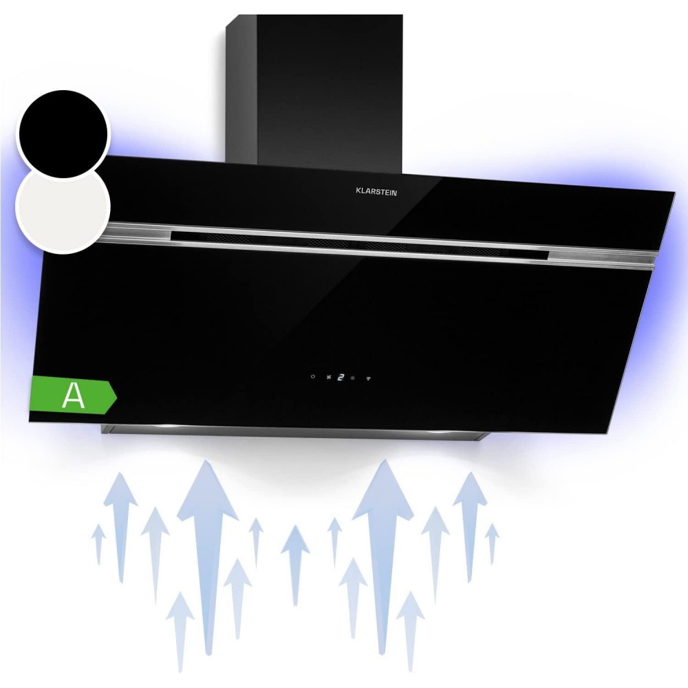 Klarstein Angled Cooker Hood 90cm, Cooker Hood Extractor with Lights,