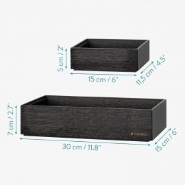 Navaris Bamboo Storage Boxes - Set of 2 Wooden Stackable Box Organiser