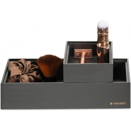 Navaris Bamboo Storage Boxes - Set of 2 Wooden Stackable Box Organiser