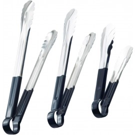 HINMAY 3 Pack Kitchen Tongs with Comfort-Grip Handle Heavy Duty Stainl