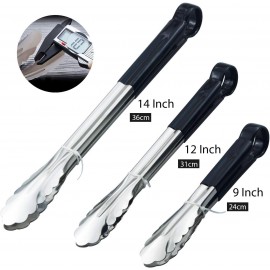 HINMAY 3 Pack Kitchen Tongs with Comfort-Grip Handle Heavy Duty Stainl