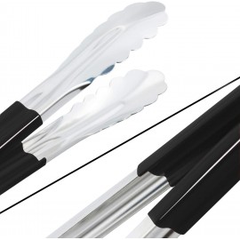 HINMAY 3 Pack Kitchen Tongs with Comfort-Grip Handle Heavy Duty Stainl