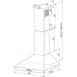 Ferre PH500-PWH 50cm Pyramid Chimney Cooker Hood, Kitchen Extractor Fa