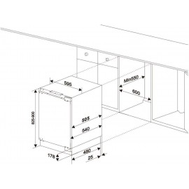 SIA RFU102 Built In White Built In Integrated Under Counter Fridge Wit