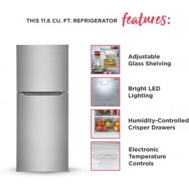 Frigidaire 11.6 Cu. Ft. Compact ADA Top Freezer Refrigerator in Brushe