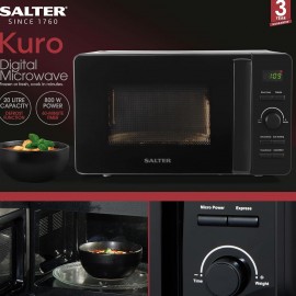 Salter EK5653MBLK Kuro 20L Digital Microwave – 800 W Solo Freestanding