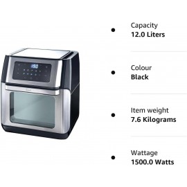 Quest 12L Digital Air Fryer Oven/Large Family Size / 5 in 1/6 Accessor