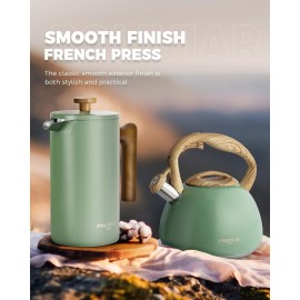 POLIVIAR Cafetiere 8 Cup- French Press Coffee Maker with Wood Handle-