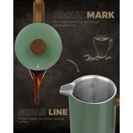 POLIVIAR Cafetiere 8 Cup- French Press Coffee Maker with Wood Handle-