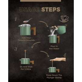 POLIVIAR Cafetiere 8 Cup- French Press Coffee Maker with Wood Handle-