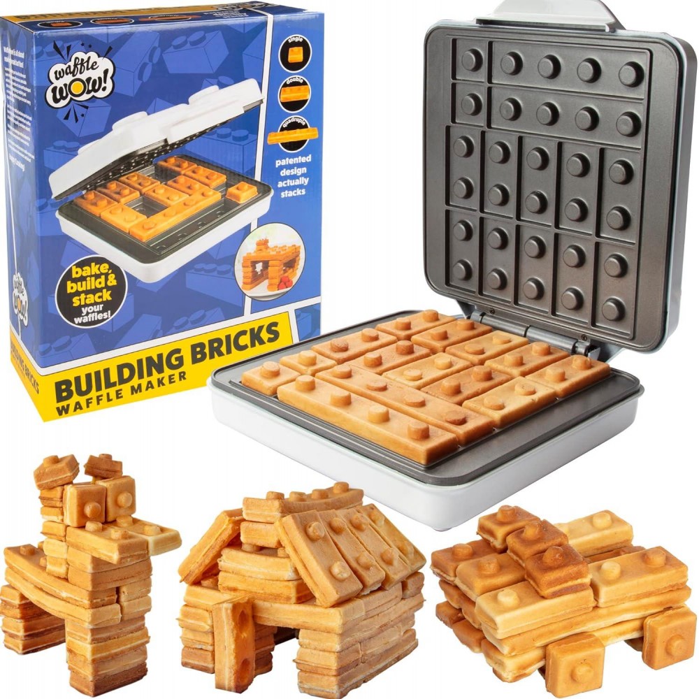 Building Brick Electric Waffle Maker- Cook Fun, Buildable Waffles, Pan