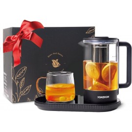 Electric Tea Kettle with Infuser and Warmer, YOKEKON Small Glass Tea M
