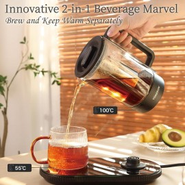 Electric Tea Kettle with Infuser and Warmer, YOKEKON Small Glass Tea M