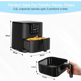 PureMate Air Fryer with Digital Display & Recipes Book, 5.5L Healthy O