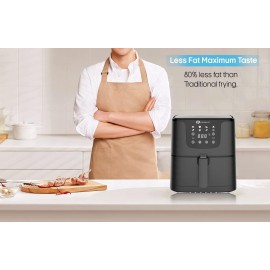 PureMate Air Fryer with Digital Display & Recipes Book, 5.5L Healthy O