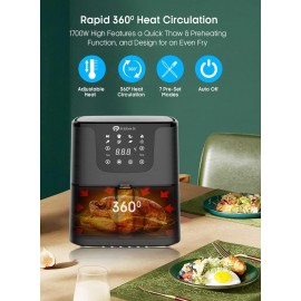 PureMate Air Fryer with Digital Display & Recipes Book, 5.5L Healthy O
