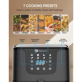 PureMate Air Fryer with Digital Display & Recipes Book, 5.5L Healthy O