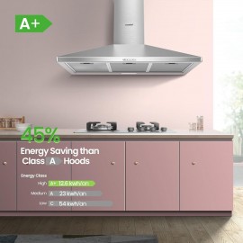 COMFEE' 90 cm Chimney Cooker Hood Class A+ Extractor Hood with LED and