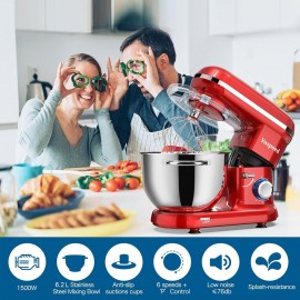 Stand Mixer, Vospeed Food Mixer Dough Blender, 6.2L 1500W Electric Cak