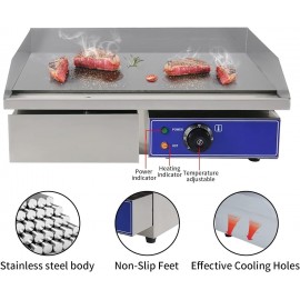 TAIMIKO Electric Griddle Commercial Counter Top Grill Stainless Steel