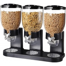 SIZI LTD 6L Black Kitchen Triple Cereal Dispenser Dry Food Storage Con