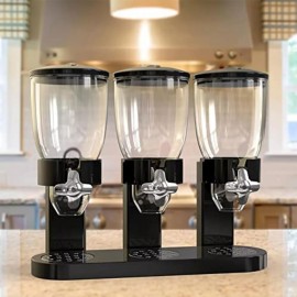 SIZI LTD 6L Black Kitchen Triple Cereal Dispenser Dry Food Storage Con