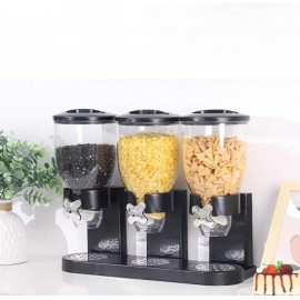 SIZI LTD 6L Black Kitchen Triple Cereal Dispenser Dry Food Storage Con