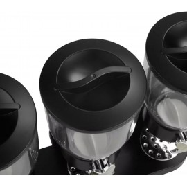 SIZI LTD 6L Black Kitchen Triple Cereal Dispenser Dry Food Storage Con