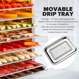 Kwasyo 8 Tray Stainless Steel Food Dehydrator, Dryer uk with 30-90°C A