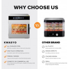 Kwasyo 8 Tray Stainless Steel Food Dehydrator, Dryer uk with 30-90°C A