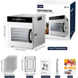 Kwasyo 8 Tray Stainless Steel Food Dehydrator, Dryer uk with 30-90°C A