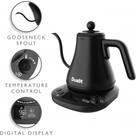 Dualit Pour Over Fast Boil Electric Kettle - Matt Black -Gooseneck Pre