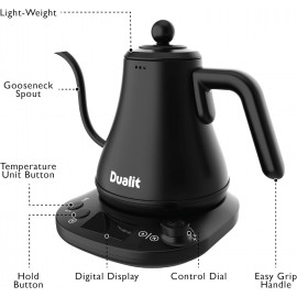Dualit Pour Over Fast Boil Electric Kettle - Matt Black -Gooseneck Pre