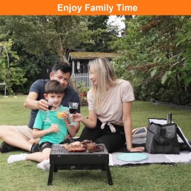 BBQ Barbecue Grill, Portable Foldable Charcoal Grill for Outdoor, Stai