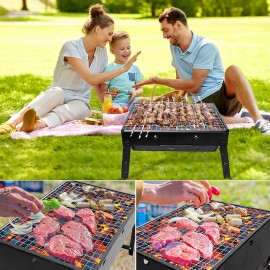 BBQ Barbecue Grill, Portable Foldable Charcoal Grill for Outdoor, Stai