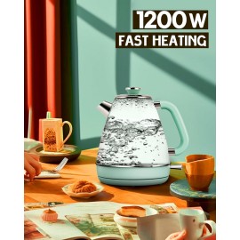 Hazel Quinn Retro Electric Kettle - 1.7 Liters / 57.5 Ounces Tea Kettl