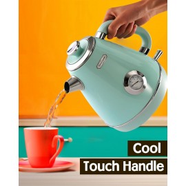 Hazel Quinn Retro Electric Kettle - 1.7 Liters / 57.5 Ounces Tea Kettl