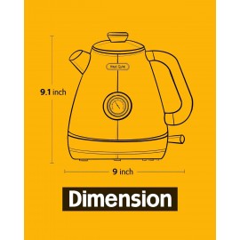 Hazel Quinn Retro Electric Kettle - 1.7 Liters / 57.5 Ounces Tea Kettl