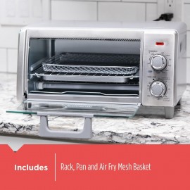 BLACK+DECKER 4-Slice Crisp 'N Bake Air Fry Toaster Oven, TO1787SS, 5 C