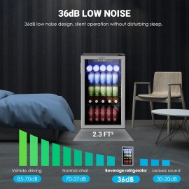 EUHOMY Beverage Refrigerator and Cooler, 126 Can Mini fridge with Glas