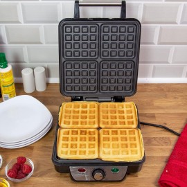 Quest 35940 Four Slice Deep Fill Waffle Maker / Non-Stick Hot Plates /