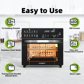 LLIVEKIT Air Fryer Mini Oven with Rotisserie 26L Large Family Size Cou