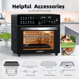 LLIVEKIT Air Fryer Mini Oven with Rotisserie 26L Large Family Size Cou