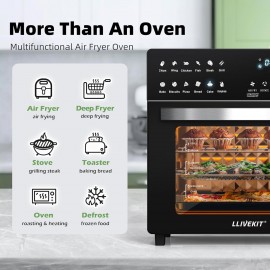 LLIVEKIT Air Fryer Mini Oven with Rotisserie 26L Large Family Size Cou