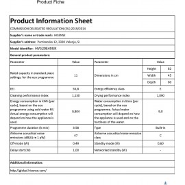 Hisense HV520E40UK Slimline Fully Integrated Dishwasher White with 15