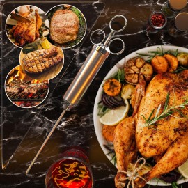 Meat Injector, 304 Stainless Steel Seasoning Injector, Professional Ma