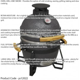 40cm Ceramic Kamado Egg BBQ Grill & Smoker - Charcoal & Wood Fired Gar