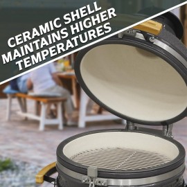 40cm Ceramic Kamado Egg BBQ Grill & Smoker - Charcoal & Wood Fired Gar