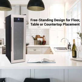 NutriChef PKCWC12 Cooler Refrigerator White And Red Countertop Chiller