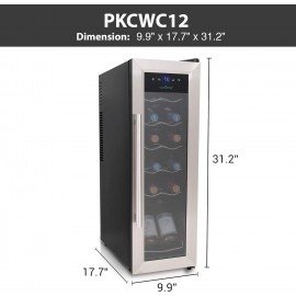 NutriChef PKCWC12 Cooler Refrigerator White And Red Countertop Chiller